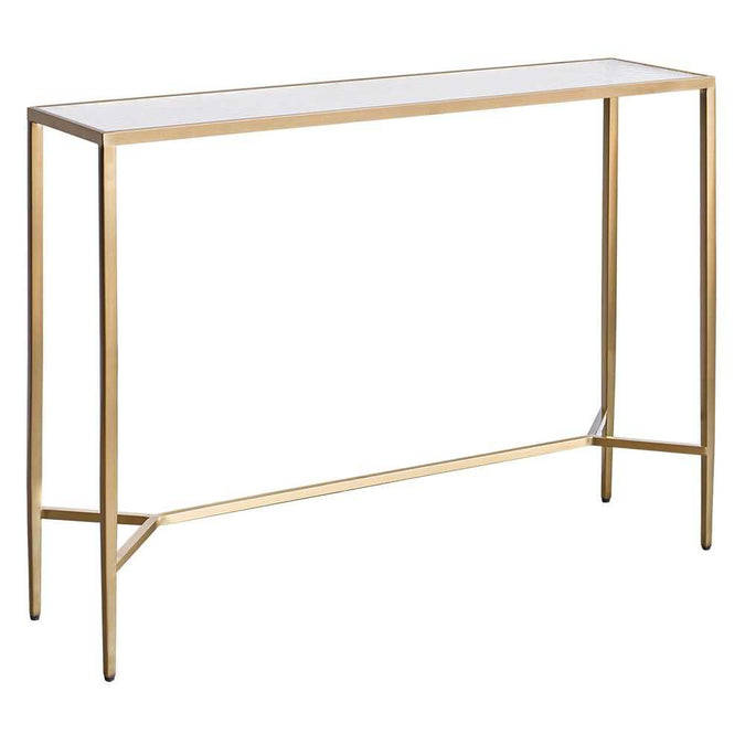 Chloe Rippled Glass Console Table - Large Gold
