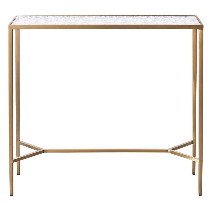 Chloe Rippled Glass Console Table - Small Gold