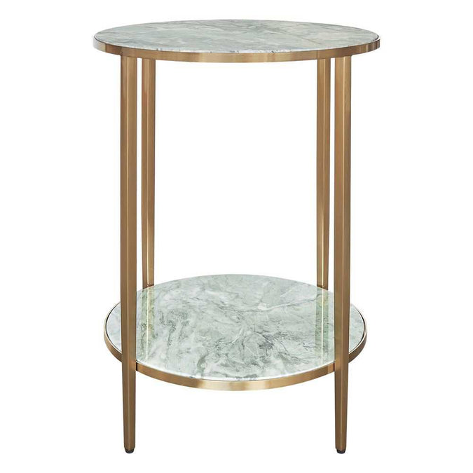 Chloe Dusty Jade Marble Side Table - Gold