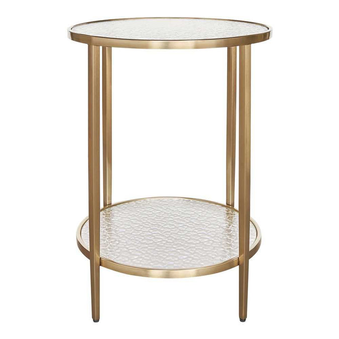 Chloe Rippled Glass Side Table - Gold