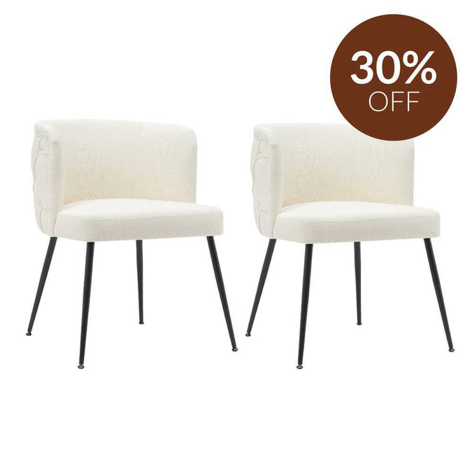 Whitney Dining Chair Set of 2 - Off White