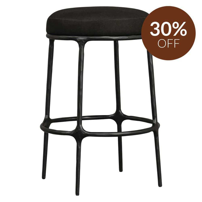 Heston Black Kitchen Stool - Black Linen