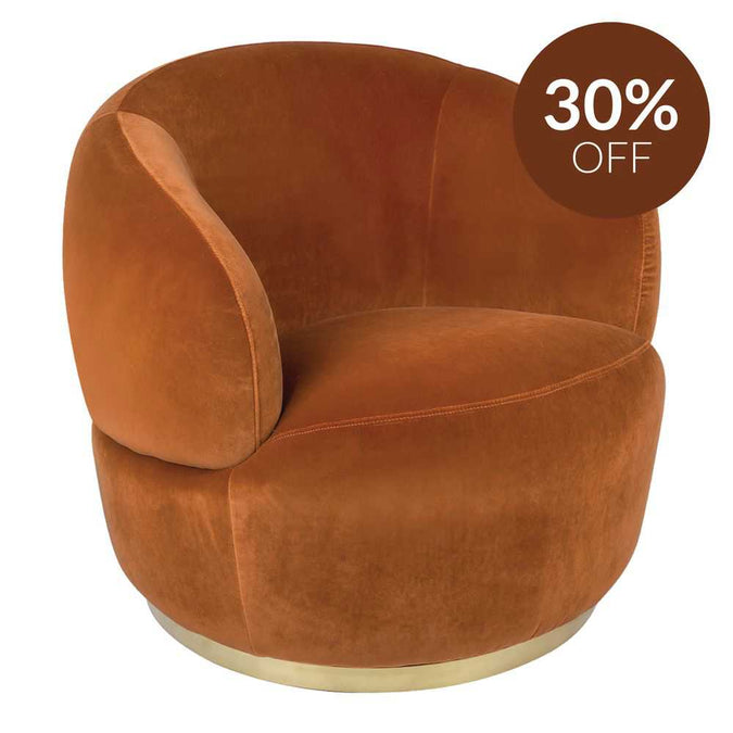 Tubby Swivel Arm Chair - Caramel Velvet
