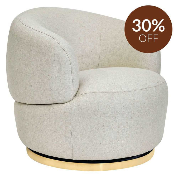 Tubby Swivel Arm Chair - Natural Linen