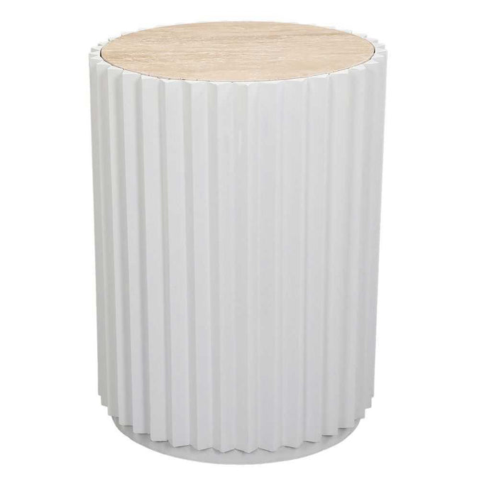 Carter Travertine Side Table - White