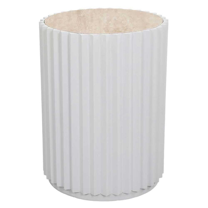Carter Travertine Side Table - White