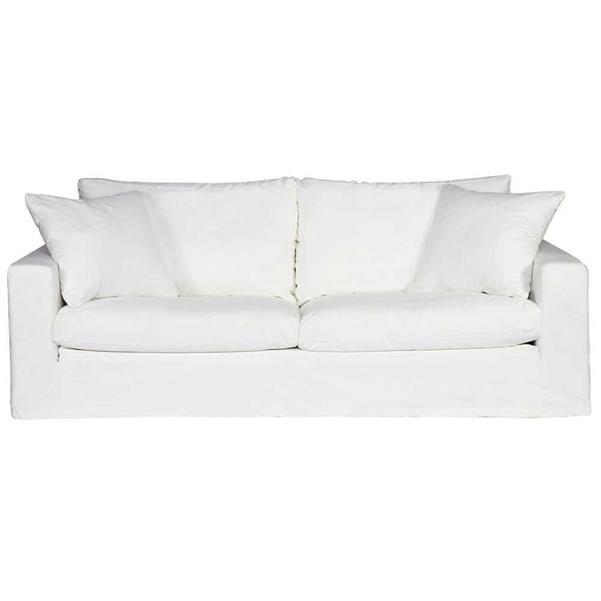 Bungalow 3 Seater Slip Cover Sofa - White Cotton