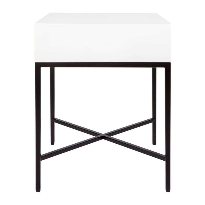 Nessa White Bedside Table - Black