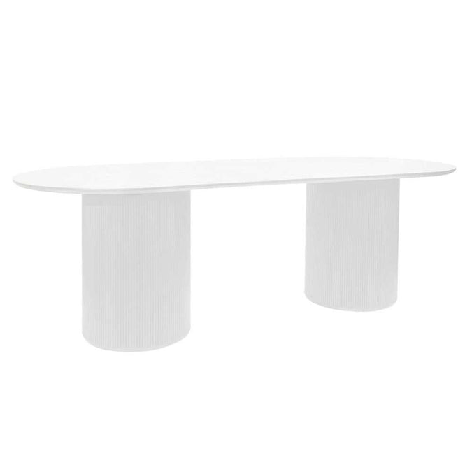 Arlo Oval Dining Table - 2.4m White - - Eleganté