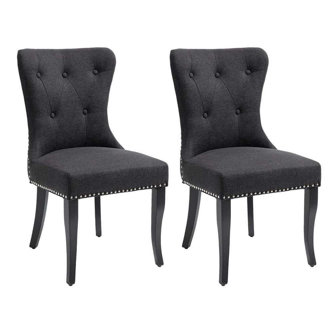 Lugano Dining Chair Set of 2 - Black - - Eleganté