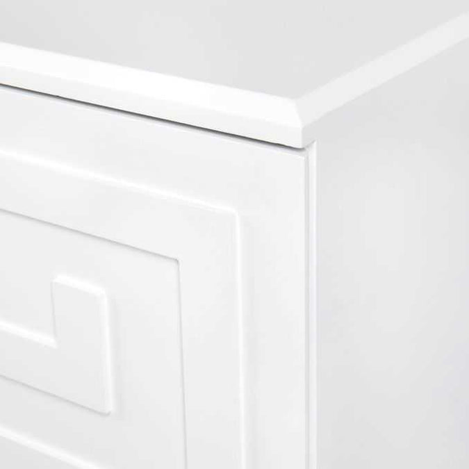 Greek Key Bedside Table - White