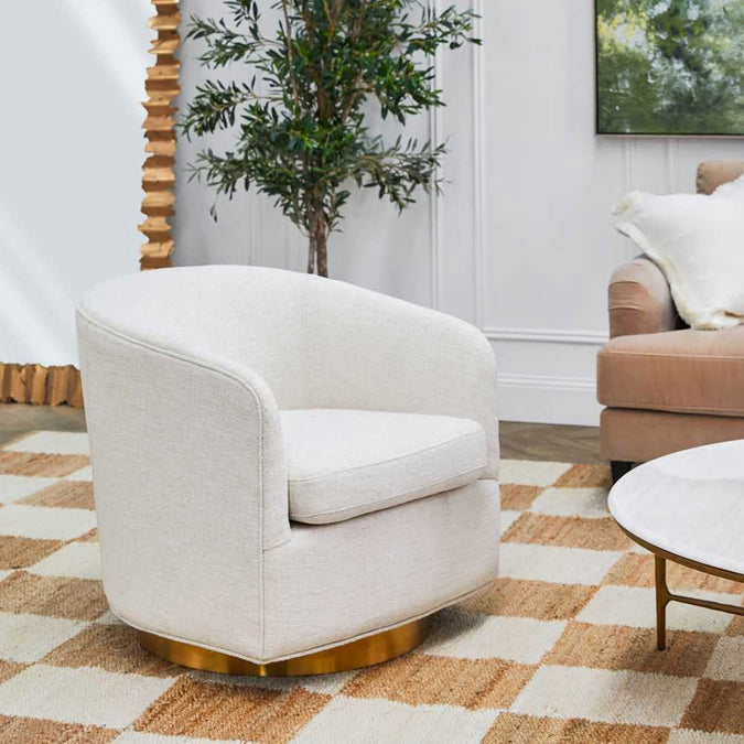 Belvedere Swivel Arm Chair - Natural Tweed - - Eleganté