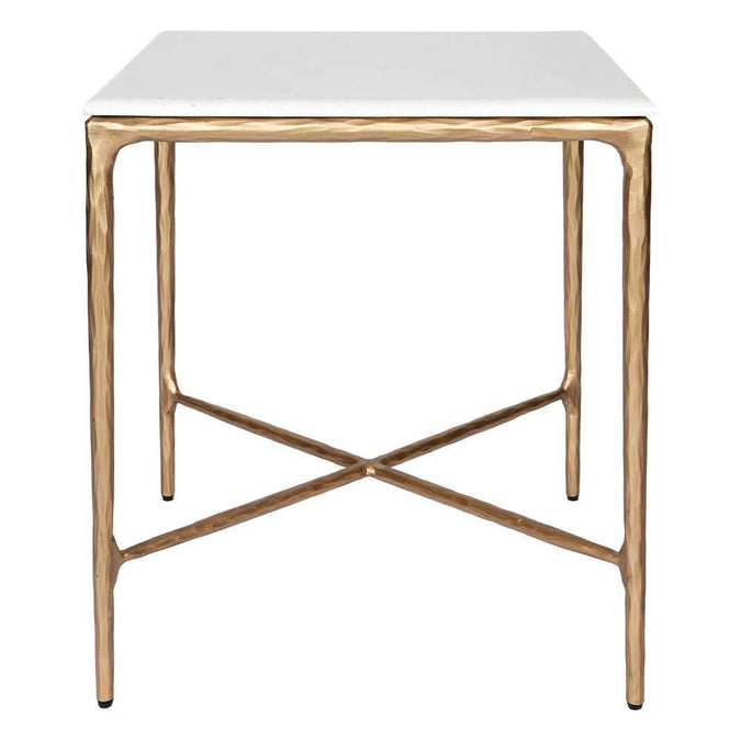 Heston Marble Square Side Table - Brass