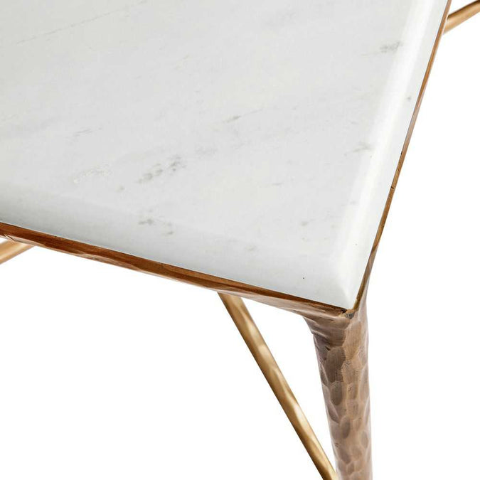 Heston Marble Square Side Table - Brass