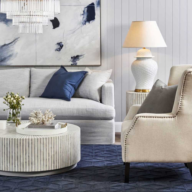 Kristian Wing Back Arm Chair - Natural Linen - - Eleganté