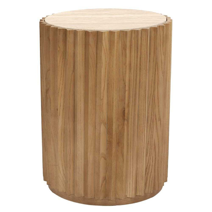 Carter Travertine Side Table - Walnut - - Eleganté