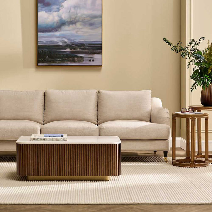 Aerin 3 Seater Sofa - Natural Linen - - Eleganté