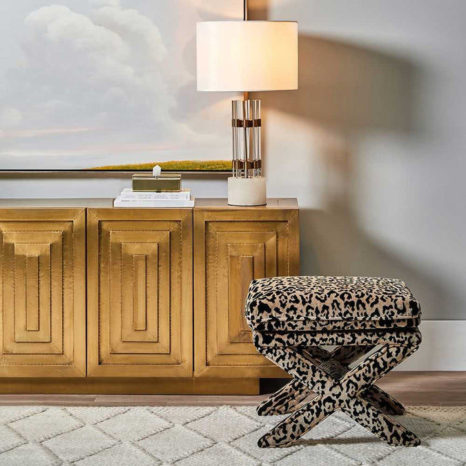 Candace Stool - Leopard Chenille - - Eleganté