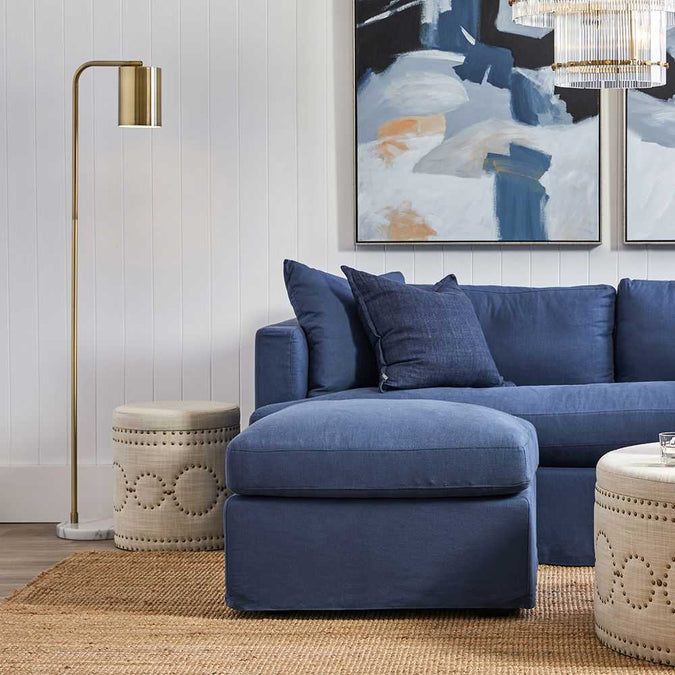 Bradshaw Round Storage Stool - Natural Linen - - Eleganté