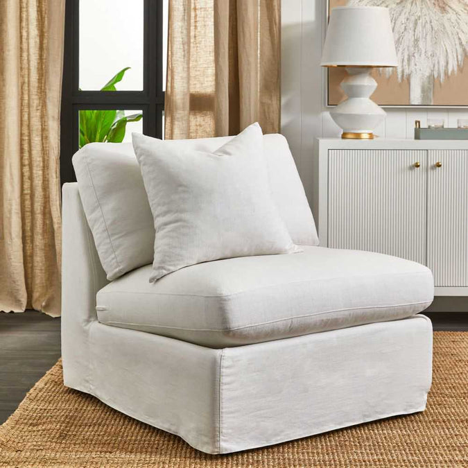 Birkshire Slip Cover Occasional Chair - White Linen - - Eleganté