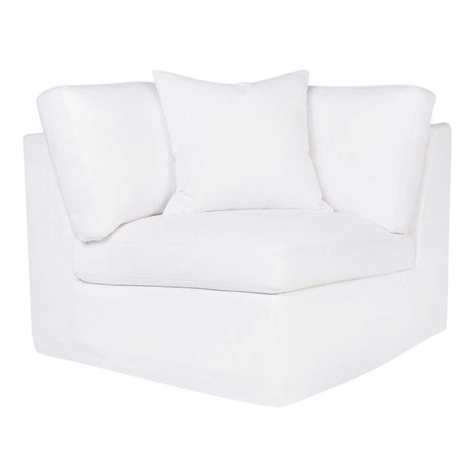 Birkshire Slip Cover Corner Seat Chair - White Linen - - Eleganté