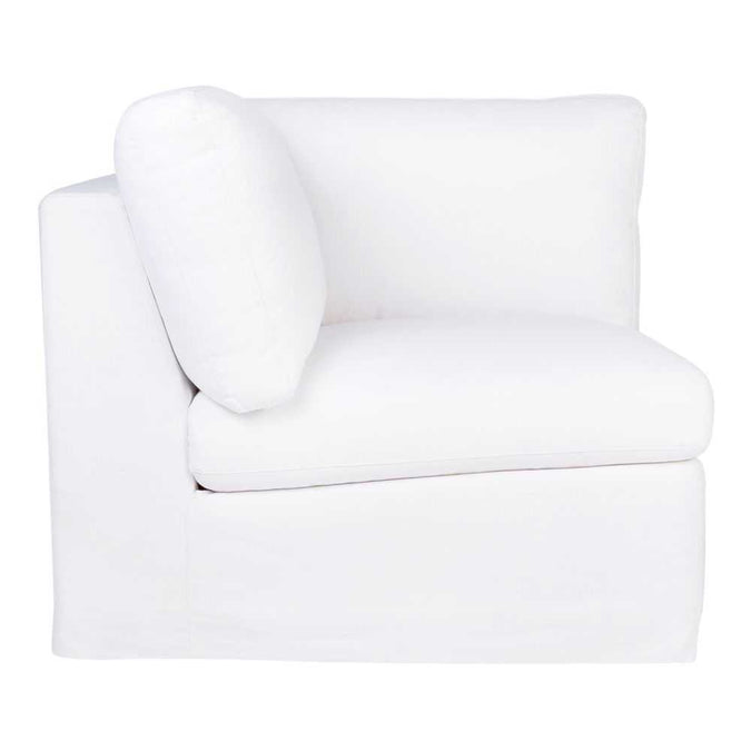 Birkshire Slip Cover Corner Seat Chair - White Linen - - Eleganté