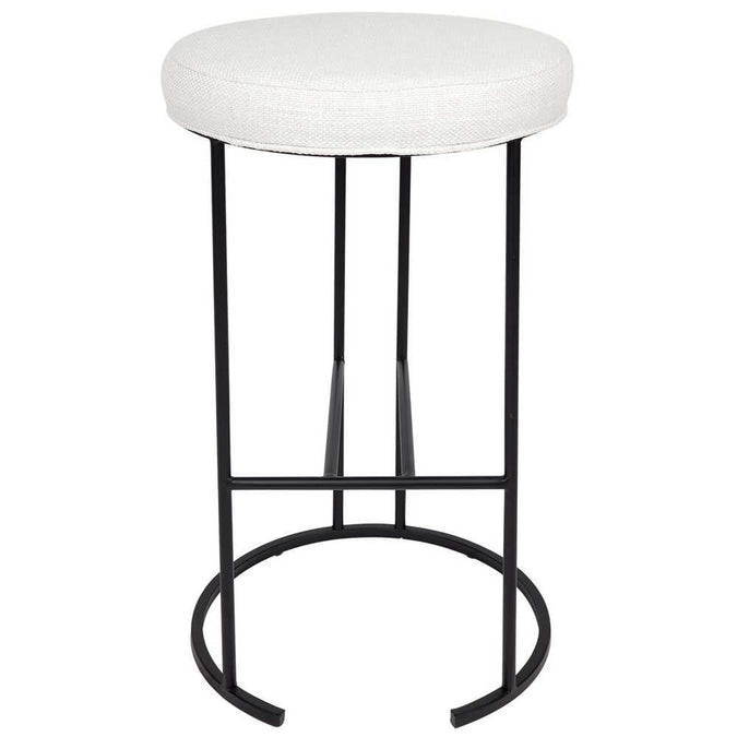 Blackley Black Iron Kitchen Stool - Natural Linen - - Eleganté
