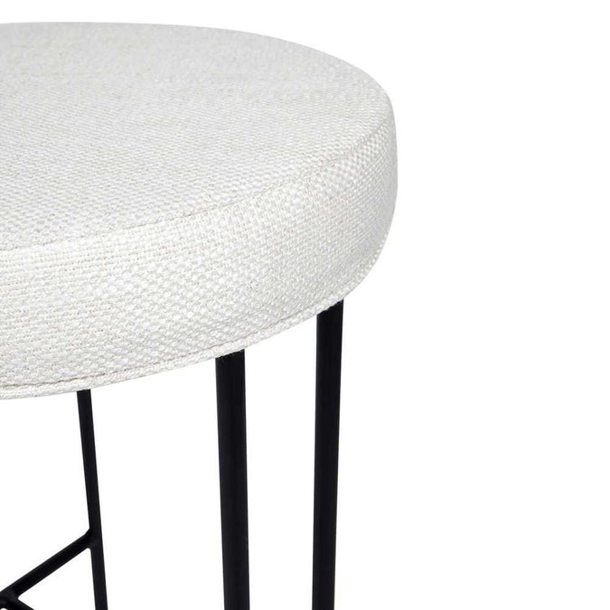 Blackley Black Iron Kitchen Stool - Natural Linen - - Eleganté