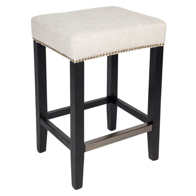 Canyon Black Kitchen Stool - Natural Linen - - Eleganté