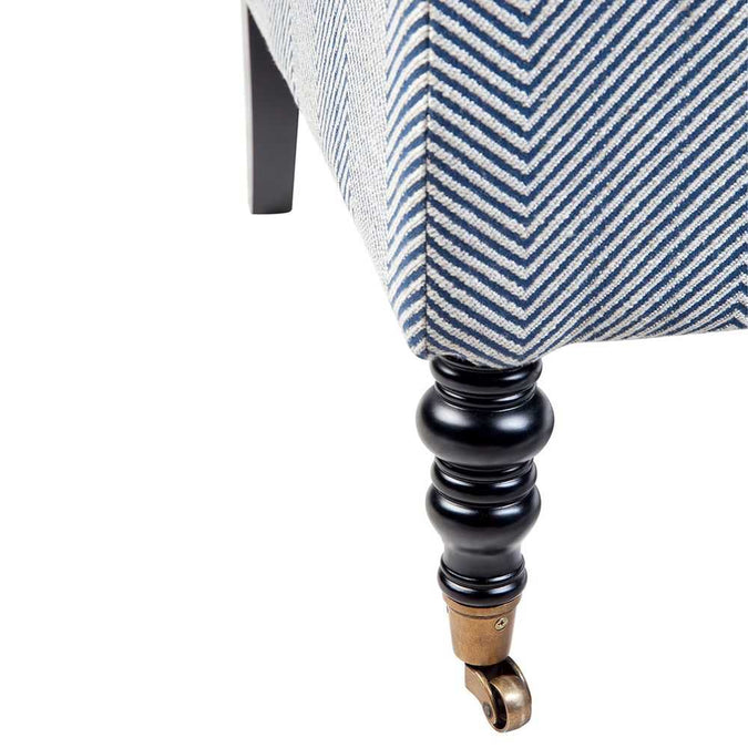 Candace Occasional Chair - Chevron Blue Linen - - Eleganté