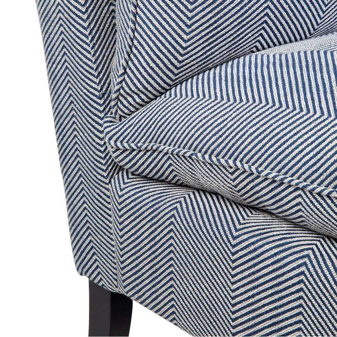 Candace Occasional Chair - Chevron Blue Linen - - Eleganté