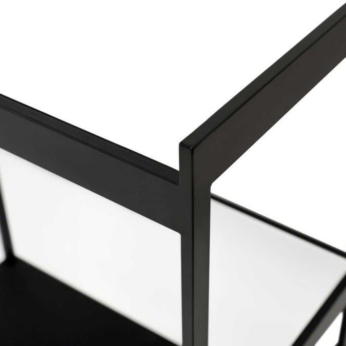 Fenton Mirrored Bar Cart - Black