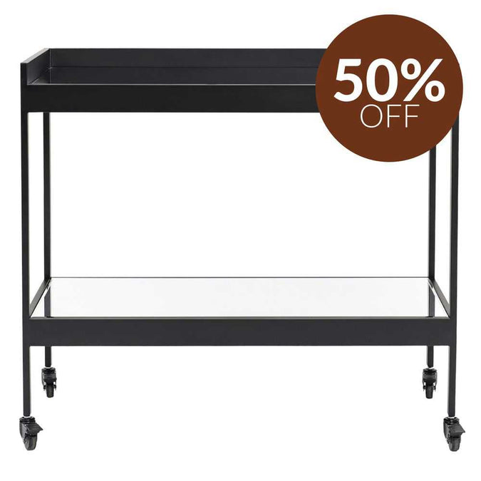 Fenton Mirrored Bar Cart - Black