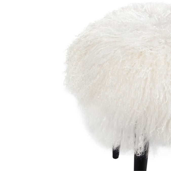 Dixie Stool - White Mongolian Fur - OUTLET NSW