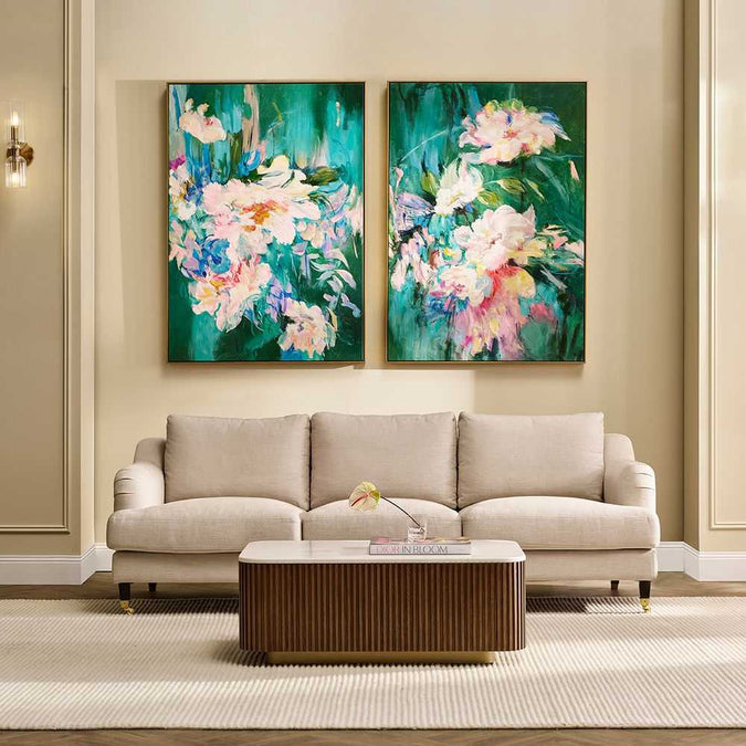 Blooming Set of Two Oil On Canvas Painting - - Eleganté