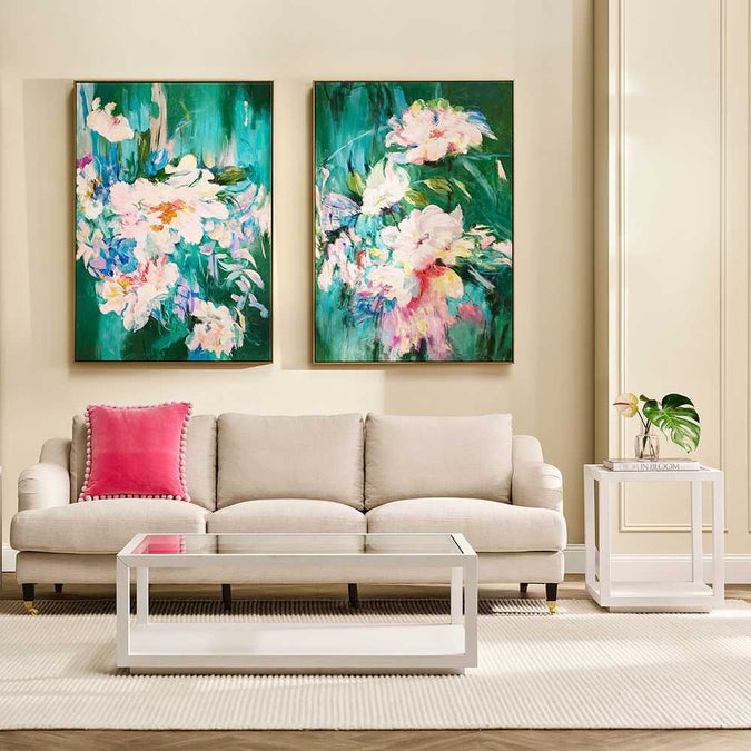 Blooming Set of Two Oil On Canvas Painting - - Eleganté