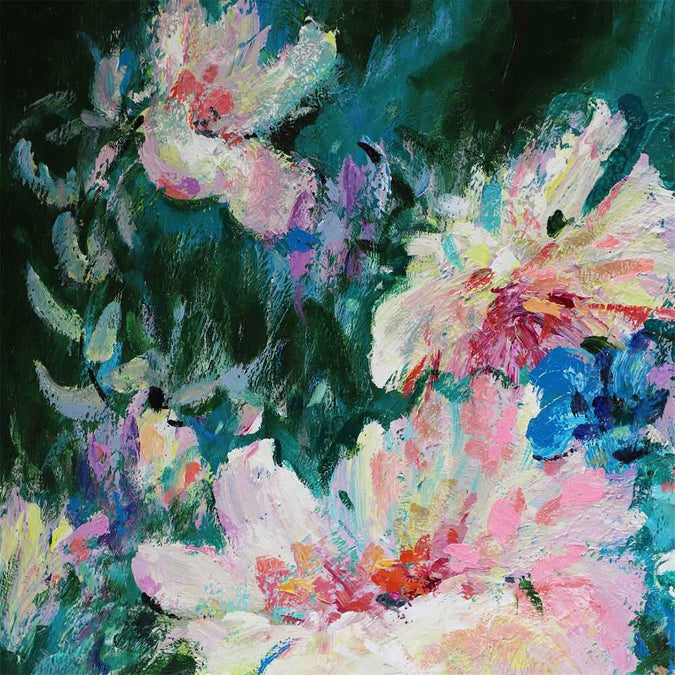 Blooming Set of Two Oil On Canvas Painting - - Eleganté