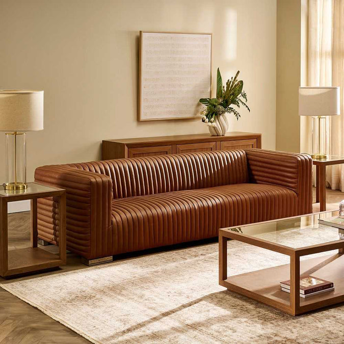 Granger 3 Seater Sofa - Dark Brown Leather - - Eleganté