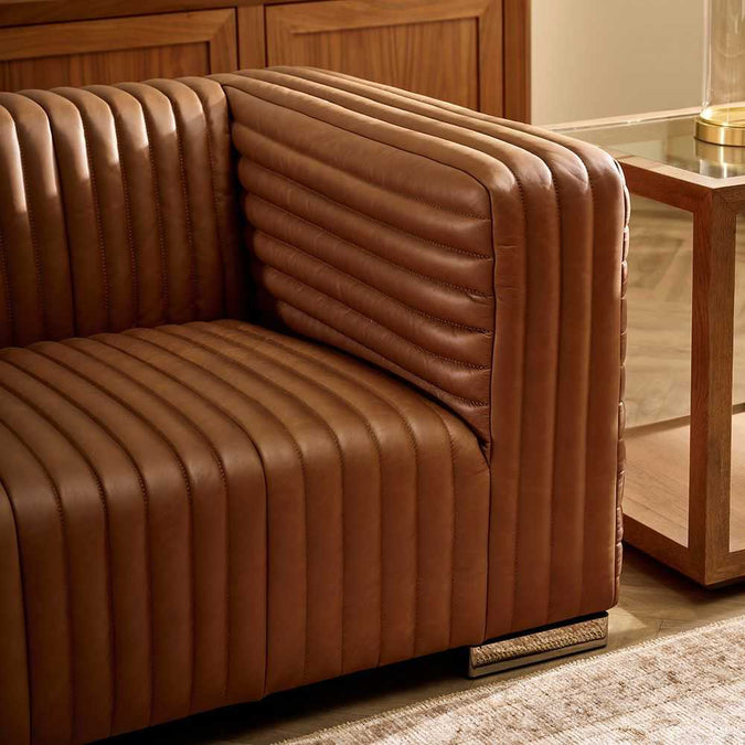 Granger 3 Seater Sofa - Dark Brown Leather - - Eleganté