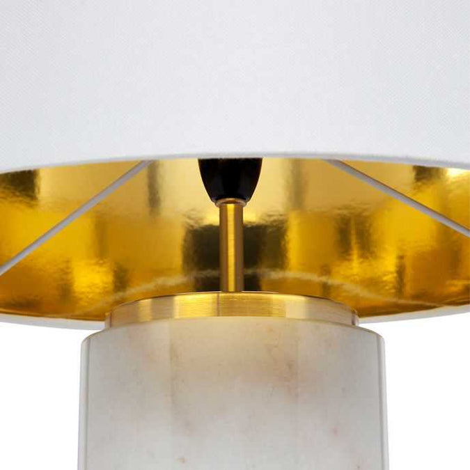 Paola Marble Table Lamp - White w White Shade - - Eleganté