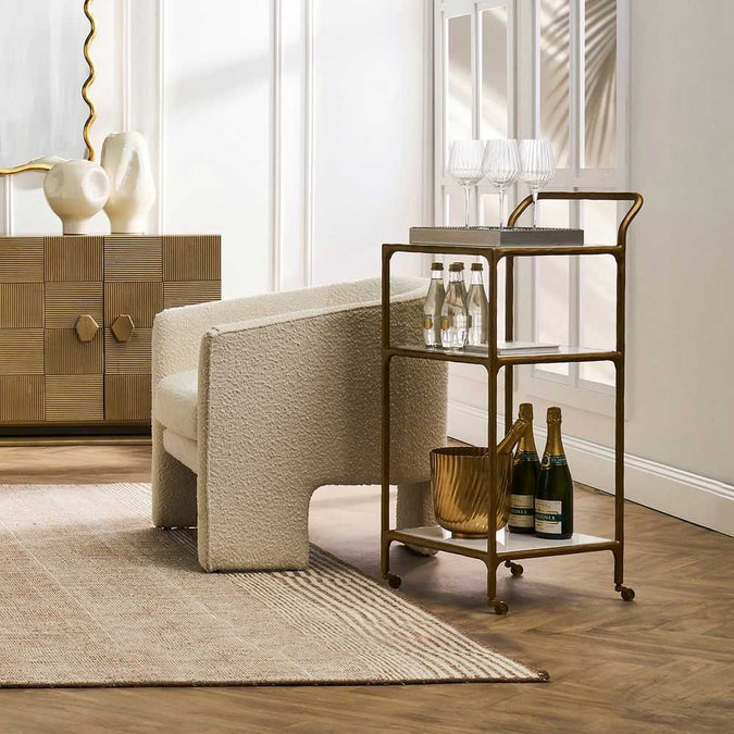 Heston Marble Square Bar Cart - - Eleganté