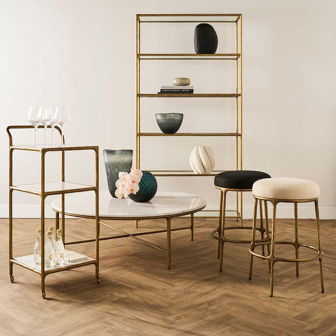 Heston Marble Square Bar Cart - - Eleganté