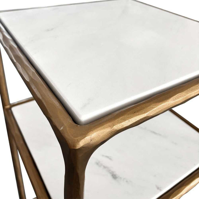 Heston Marble Square Bar Cart - - Eleganté