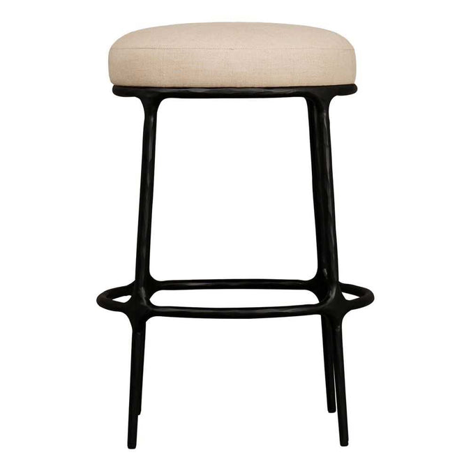Heston Black Kitchen Stool - Natural Linen - - Eleganté