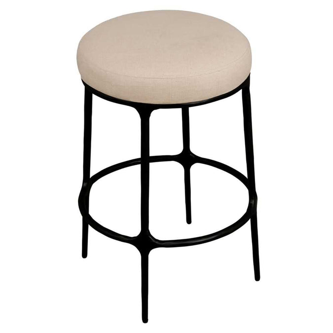 Heston Black Kitchen Stool - Natural Linen - - Eleganté
