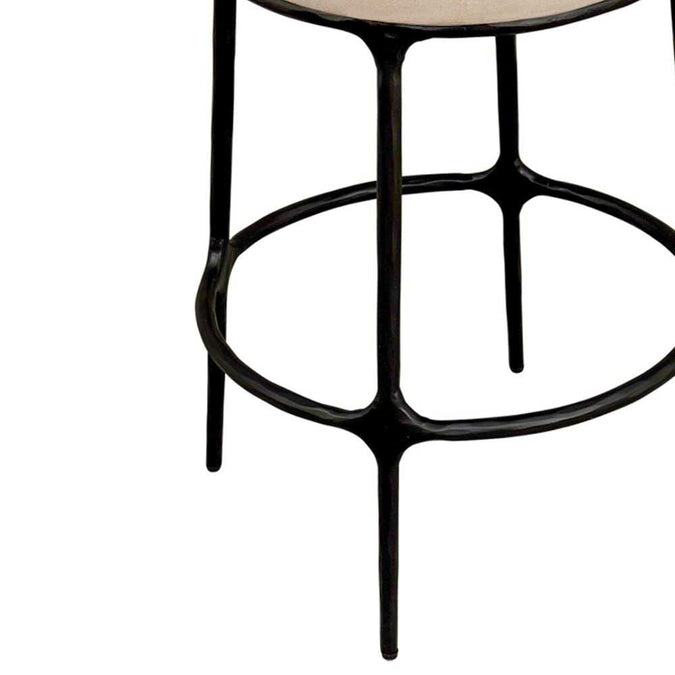 Heston Black Kitchen Stool - Natural Linen - - Eleganté