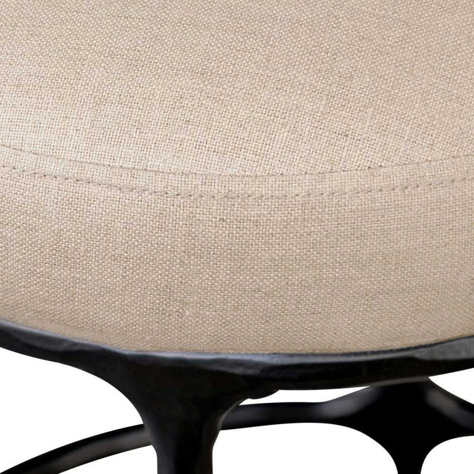 Heston Black Kitchen Stool - Natural Linen - - Eleganté