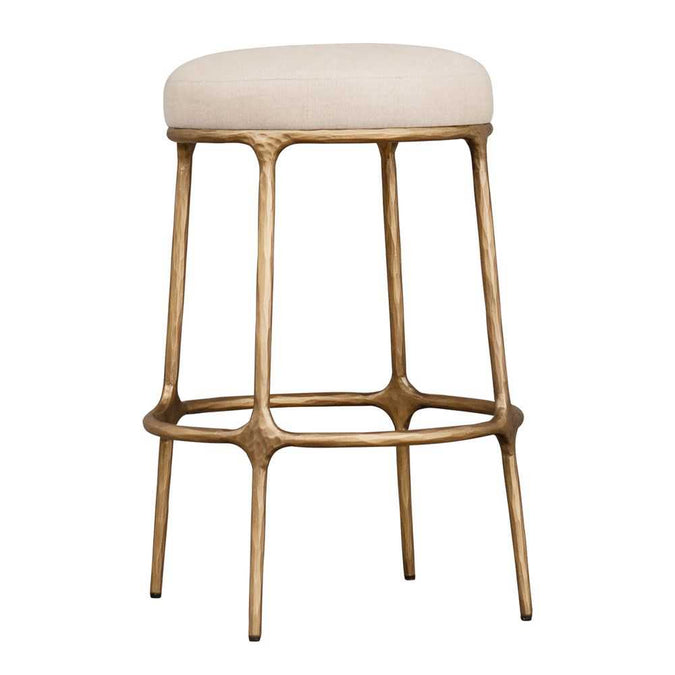 Heston Brass Kitchen Stool - Natural Linen - - Eleganté