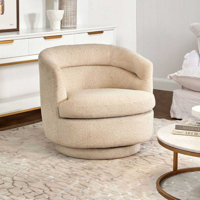 Holly Swivel Arm Chair - Natural - - Eleganté