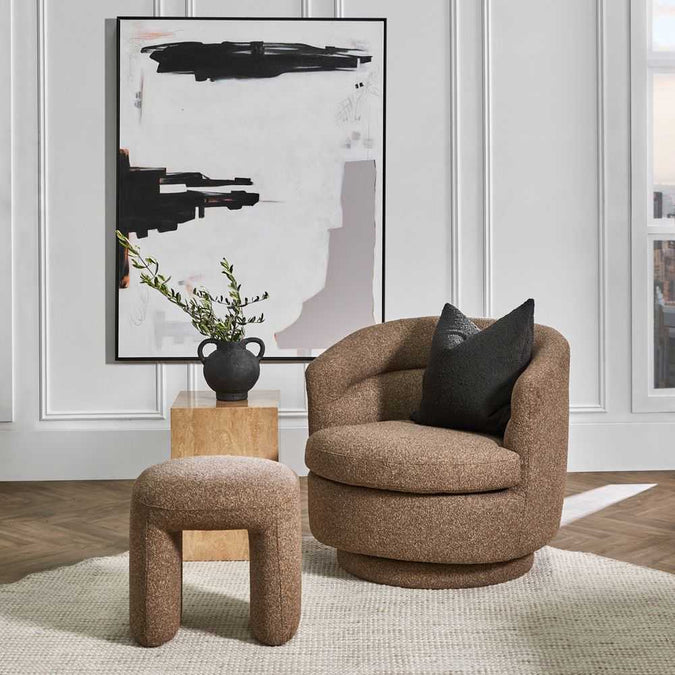 Holly Swivel Arm Chair - Cocoa Mocha - - Eleganté